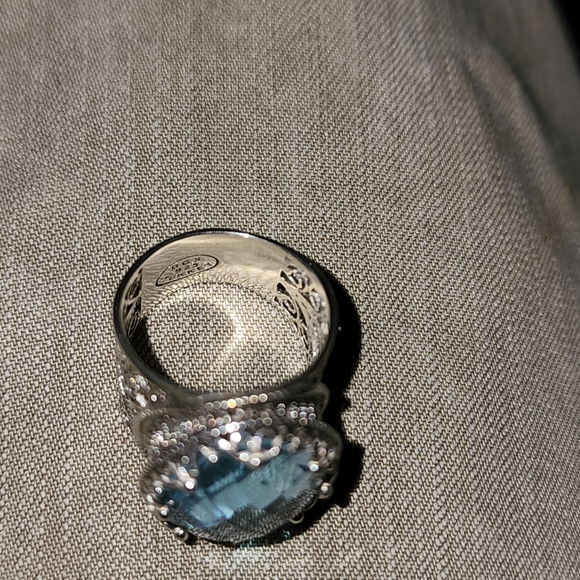 Blue Topaz Filigree Sterling Ring Size 5 - Picture 4 of 7